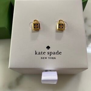 Kate Spade Gold Lock and Spade Earrings